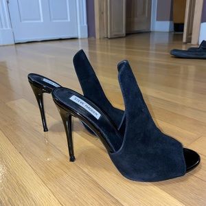 STEVE MADDEN SINFUL BLACK SUEDE HEELED MULE